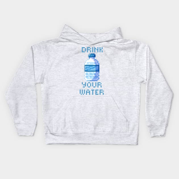 Pixel water bottle Kids Hoodie by kasumiblu